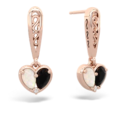 Opal Filligree Heart 14K Rose Gold earrings E5070