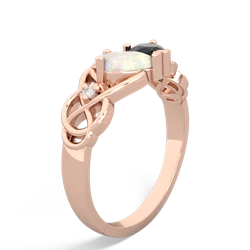 Opal 'One Heart' Celtic Knot Claddagh 14K Rose Gold ring R5322