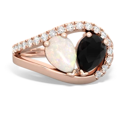 Opal Nestled Heart Keepsake 14K Rose Gold ring R5650