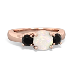 Opal Three Stone Round Trellis 14K Rose Gold ring R4018