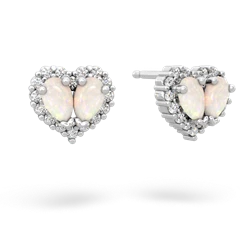 Opal Halo 14K White Gold earrings E7008