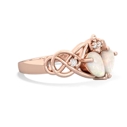 Opal 'One Heart' Celtic Knot Claddagh 14K Rose Gold ring R5322