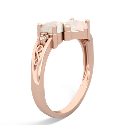 Opal Snuggling Hearts 14K Rose Gold ring R2178