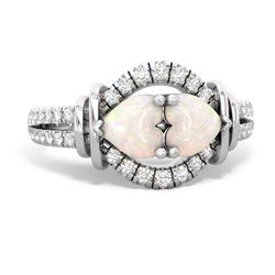 Opal Art-Deco Keepsake 14K White Gold ring R5630