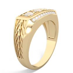 Jade Three Stone Tire Tread Men's 14K Yellow Gold ring R0520