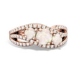 White Topaz Three Stone Aurora 14K Rose Gold ring R3080