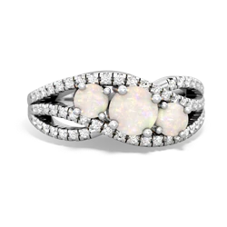 Garnet Three Stone Aurora 14K White Gold ring R3080