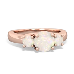 Opal Three Stone Round Trellis 14K Rose Gold ring R4018