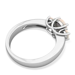 Sapphire Three Stone Round Trellis 14K White Gold ring R4018