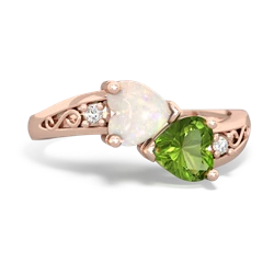 Opal Snuggling Hearts 14K Rose Gold ring R2178