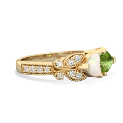 Opal Diamond Butterflies 14K Yellow Gold ring R5601