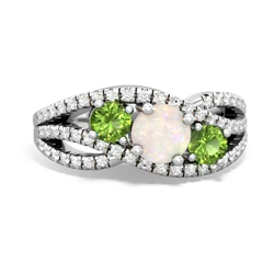 Opal Three Stone Aurora 14K White Gold ring R3080