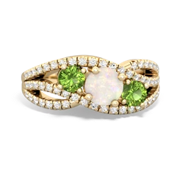 Opal Three Stone Aurora 14K Yellow Gold ring R3080