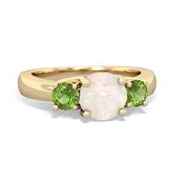 Opal Three Stone Round Trellis 14K Yellow Gold ring R4018