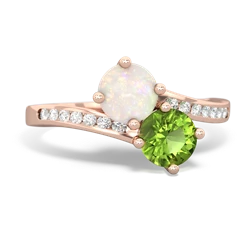 Opal Channel Set Two Stone 14K Rose Gold ring R5303