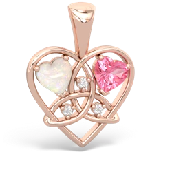 Opal Celtic Trinity Heart 14K Rose Gold pendant P5331