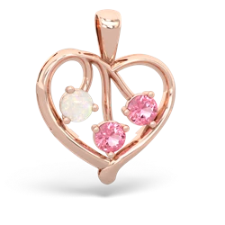 Opal Glowing Heart 14K Rose Gold pendant P2233