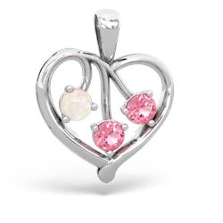 Opal Glowing Heart 14K White Gold pendant P2233