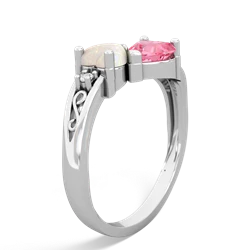 Opal Snuggling Hearts 14K White Gold ring R2178