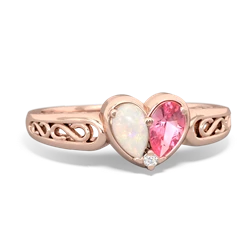 Opal Filligree 'One Heart' 14K Rose Gold ring R5070