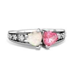 Opal Heart To Heart 14K White Gold ring R3342