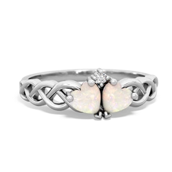 Opal Heart To Heart Braid 14K White Gold ring R5870