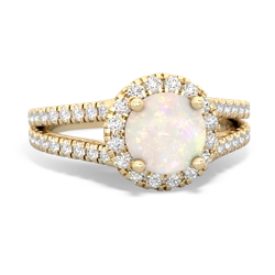 Opal Pave Halo 14K Yellow Gold ring R5490