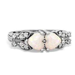 Opal Diamond Butterflies 14K White Gold ring R5601