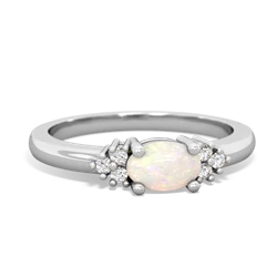 Opal Simply Elegant East-West 14K White Gold ring R2480