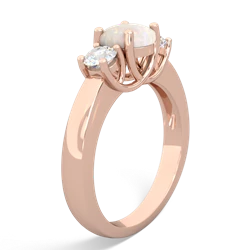 Opal Diamond Three Stone Round Trellis 14K Rose Gold ring R4018