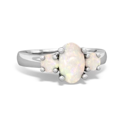 Opal Three Stone Oval Trellis 14K White Gold ring R4024