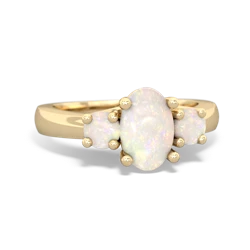 Opal Three Stone Oval Trellis 14K Yellow Gold ring R4024