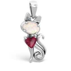 Opal Kitten 14K White Gold pendant P5780