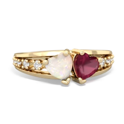 Opal Heart To Heart 14K Yellow Gold ring R3342