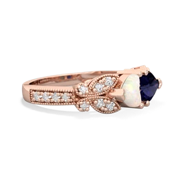 Opal Diamond Butterflies 14K Rose Gold ring R5601