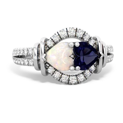 Opal Art-Deco Keepsake 14K White Gold ring R5630