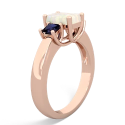 Opal Three Stone Emerald-Cut Trellis 14K Rose Gold ring R4021