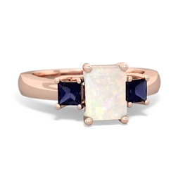 Opal Three Stone Emerald-Cut Trellis 14K Rose Gold ring R4021