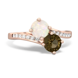 Opal Channel Set Two Stone 14K Rose Gold ring R5303