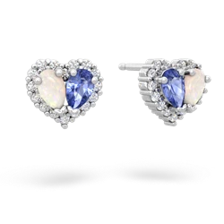 Opal Halo 14K White Gold earrings E7008