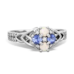 Opal Celtic Knot Cluster Engagement 14K White Gold ring R26443RD