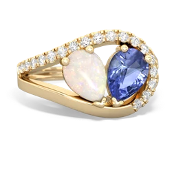 Opal Nestled Heart Keepsake 14K Yellow Gold ring R5650