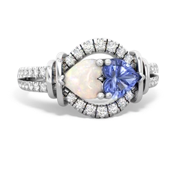 Opal Art-Deco Keepsake 14K White Gold ring R5630