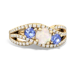 Opal Three Stone Aurora 14K Yellow Gold ring R3080