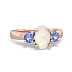 Opal Three Stone Oval Trellis 14K Rose Gold ring R4024