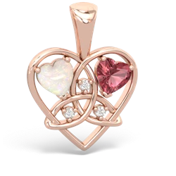 Opal Celtic Trinity Heart 14K Rose Gold pendant P5331