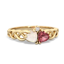 Opal Heart To Heart Braid 14K Yellow Gold ring R5870