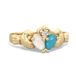 Opal 'Our Heart' Claddagh 14K Yellow Gold ring R2388