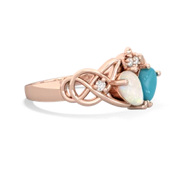 Opal 'One Heart' Celtic Knot Claddagh 14K Rose Gold ring R5322