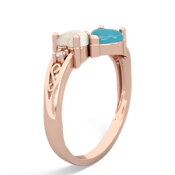 Opal Snuggling Hearts 14K Rose Gold ring R2178